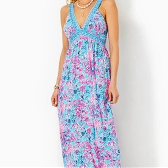 Lilly Pulitzer Serena V-neck Maxi Dress size 2 NWT - Picture 4 of 8